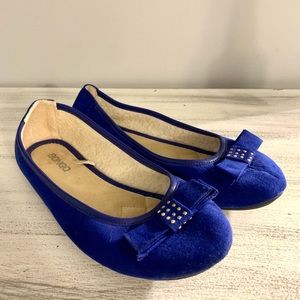 Bongo Blue Microsuede Bow Flats